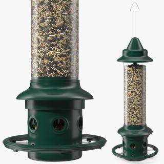 Modern Squirrel Proof Bird Feeder with Seeds 3D model