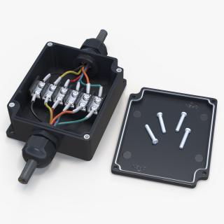3D Black Junction Box with 2 Wires