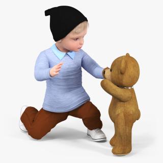 3D Kid and Stuffed Teddy Bear