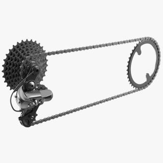 Bicycle Derailleur with Chain 3D model