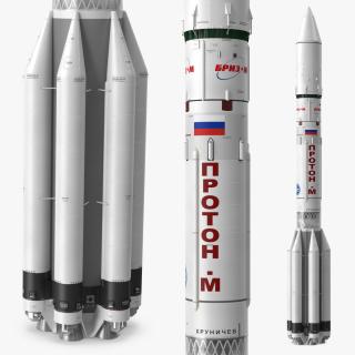 3D Proton M Heavy Lift Launch Rocket model