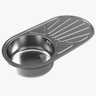 3D Single Bowl Inset Sink with Drainboard model