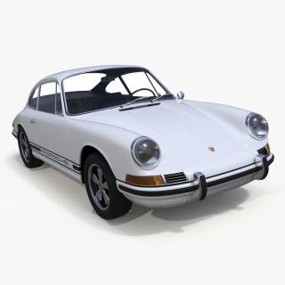 3D White Porsche 911 1968 Simplified model