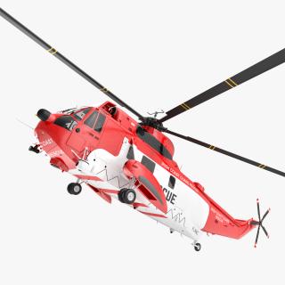 3D model Irish Coast Guard Rescue Helicopter Sikorsky S-61 Sea King Rigged