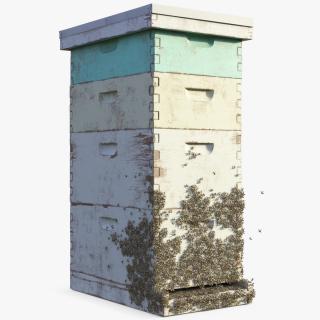 3D model Painted Beehive Brood Box with Bees