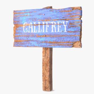 Old Rustic Wooden Road Sign 3D