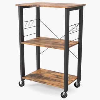 Drew Wood Kitchen Cart 3D