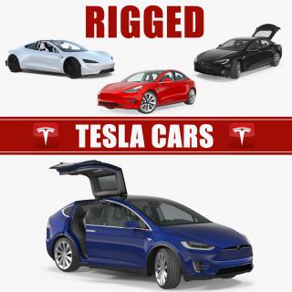 3D model Tesla Rigged Cars 3D Models Collection 3