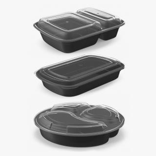 Plastic Food Containers with Clear Lid Collection 3D model