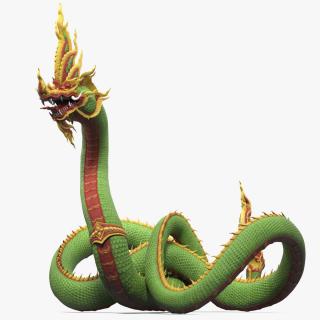 King Naga Dragon Green Curled 3D model