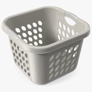 Square Plastic Laundry Basket Grey 3D model