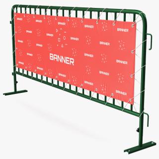 3D Green Interlocking Steel Barricade with Banner