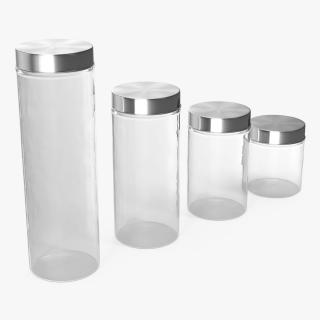 3D Glass Storage Jar with Steel Lid Set