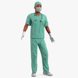 Male Surgeon Doctor wearing Mask Rigged 3D model