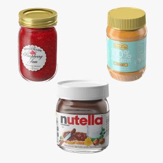 3D Nutella Peanut butter Jam Collection 2 model