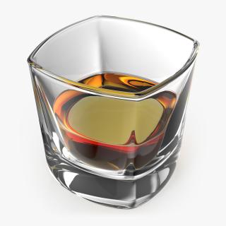 Square Base Drinking Glass Thick Bottom With Whiskey 3D