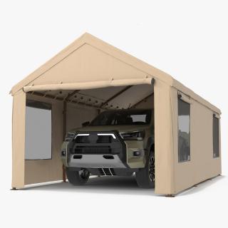 3D model Pickup Under a Beige Tent