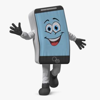 3D Mascot Character Mobile Phone White Rigged for Cinema 4D