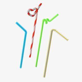 Plastic Drinking Straws Collection 3D model