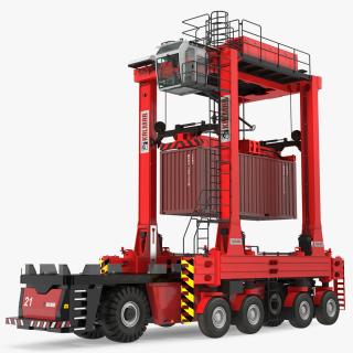 Kalmar AGV Fastcharge Straddle Carrier with 20ft ISO Container Rigged 3D model