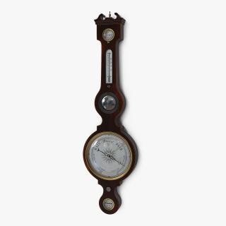 3D Antique Mahogany Barometer