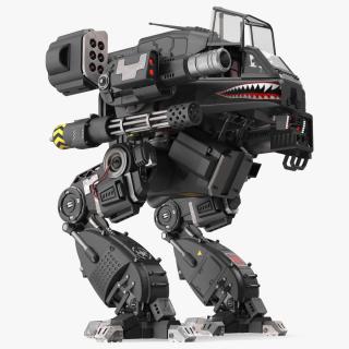 3D Big Walking Combat Robot Empty Black