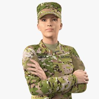 Female Soldier Military Camo Fur 3D