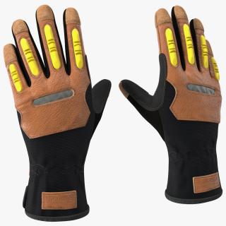 3D model Safety Leather Neoprene Gloves with Knuckle Guards