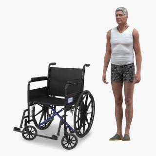 3D Rigged Old Man with Wheelchair Collection