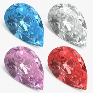 3D Pear Shape Diamonds Set model