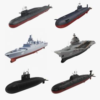 Russian Military Vessels Rigged Collection 3D