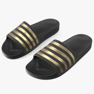 Black Rubber Flip-Flops Slippers 3D