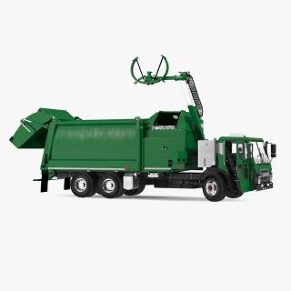 3D Trash Truck Electric Green Rigged model