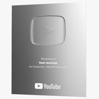 3D Silver Youtube Plaque