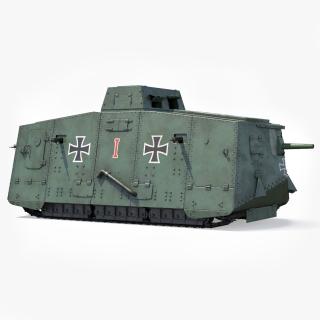 3D Sturmpanzerwagen A7V Deutscher WW1 Panzer Rigged model