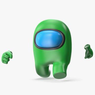 Green Among Us Character Running 3D