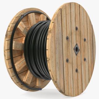 3D Wooden Cable Reel with Cable model