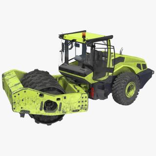 Single Drum Compactor Vehicle Dirty Rigged 3D