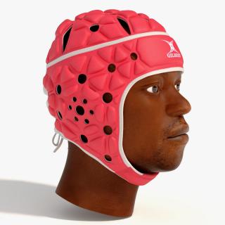 3D Rugby Helmet on African American Man Head