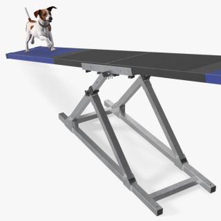 3D Dog Agility Seesaw and Jack Russell Terrier model