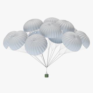 3D Cluster of Military Parachutes with Cargo