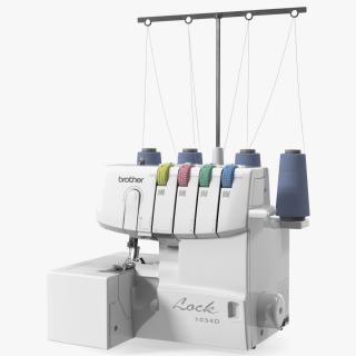 Serger Machine Brother 1034D with Thread Spools 3D