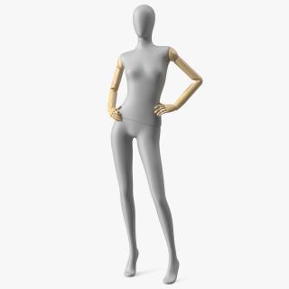 3D model Flexible Female Mannequin Standing Pose Satin Grey