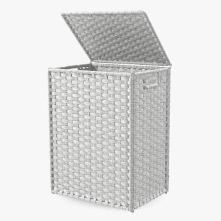 Wicker Laundry Basket White 3D