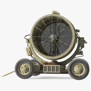 Wheeled Military Searchlight Old Rigged 3D model