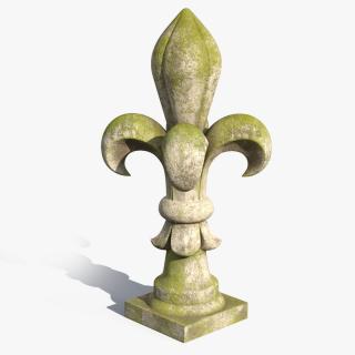 Fleur De Lis Finial Mossy Stone for 3D Print 3D model