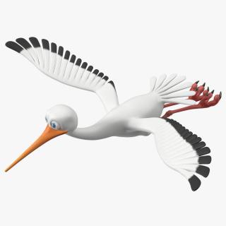 3D model Flying Pose Cartoon Stork