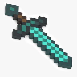 3D Pixelated Minecraft Diamond Sword model