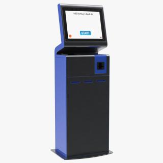 Blue Self-Service Check-In Kiosk 3D