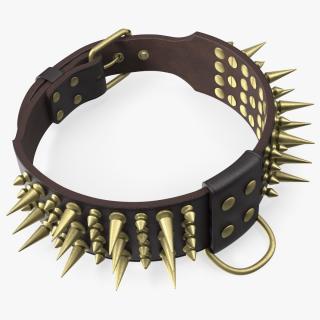 3D Leather Dog Collar with Spikes Brown